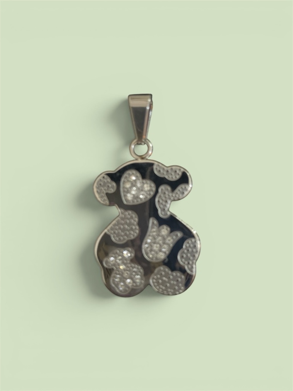 🎁 Teddy Bear Heart Pendant Necklace Silver (stainless steel)
